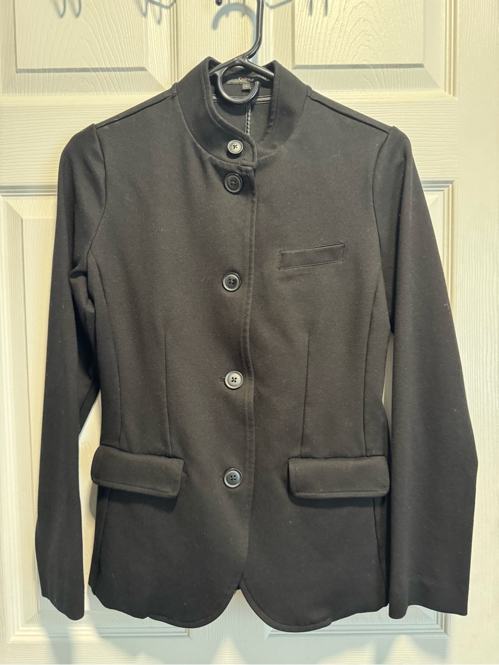Like-New Quince Black Women's Button-Front Stand-Collar Ponte-Knit Jacket